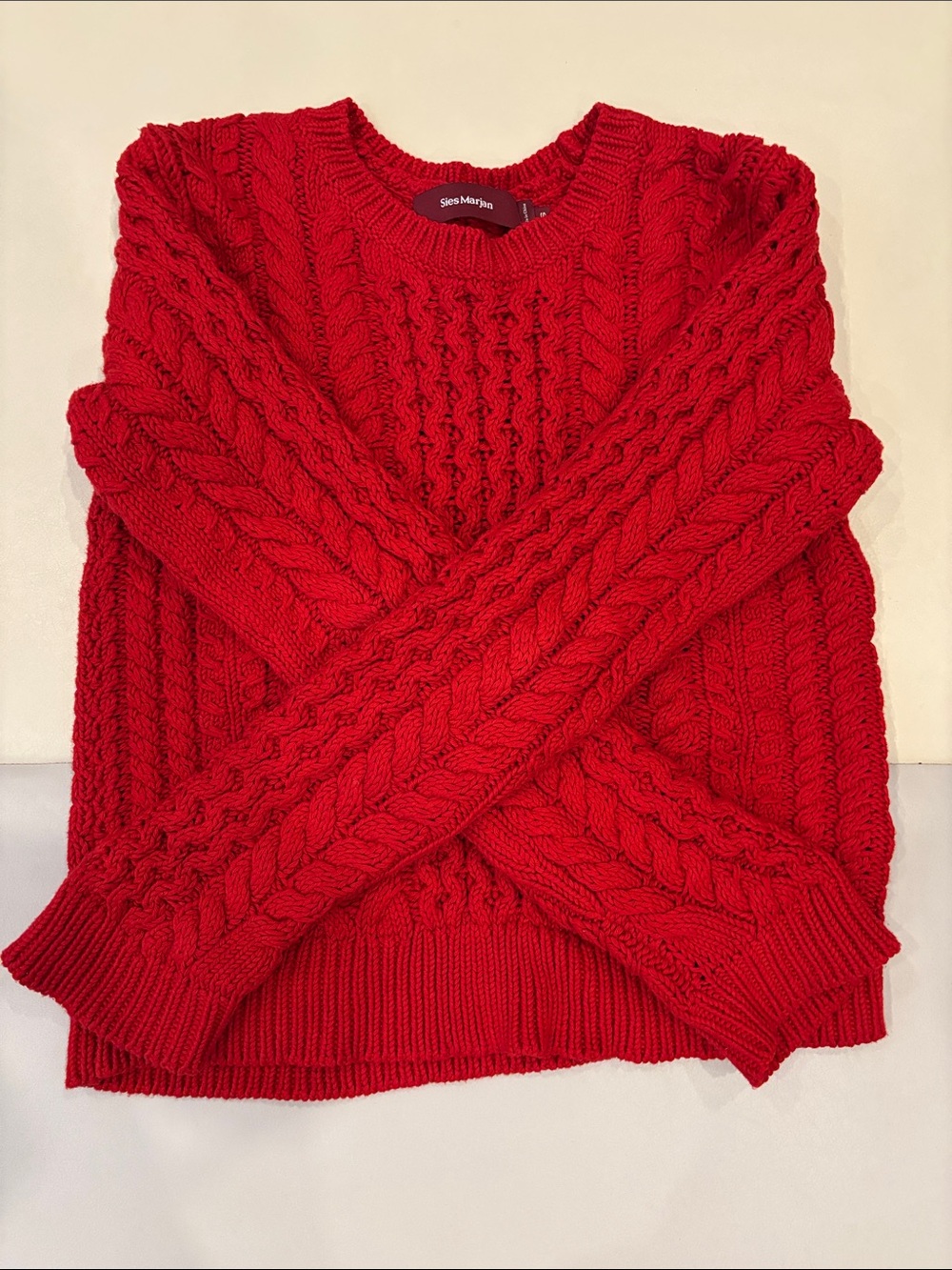 Sies Marjan Red Cable Crewneck Sweater